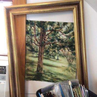 1592 Gold Tone Frame & Original Painting
