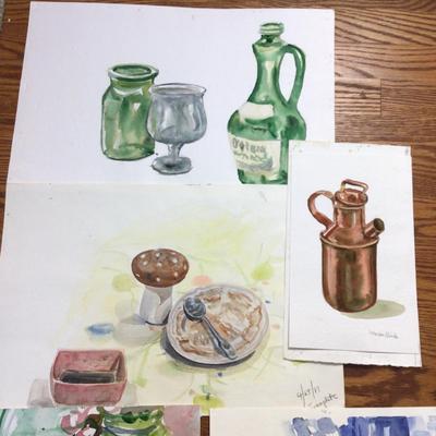 1604 Kitchen Watercolor Lot Original Art