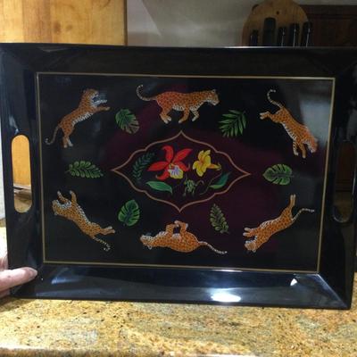 1233 Lynn Chase Designs â€œJaguar Jungleâ€ Tray