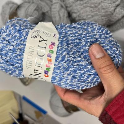 Knitting Crochet Lot - Grey Yarn & Partial Blanket Project