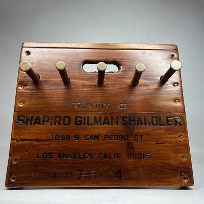 Vintage Wall Hanging Coat Hat Rack Shapiro Gilman Shandler Los Angeles Side of Wood Box Crate