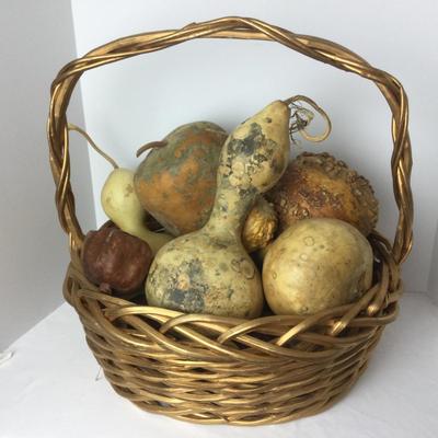 1010 Goldwash Basket with Decorative Gourds