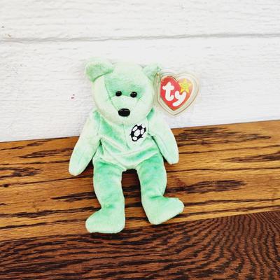 TY TEENIE BABY KICKS SOCCER BEAR