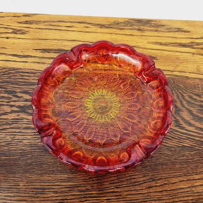 VINTAGE AMBERINA SMITH MOON GLASS ASH TRAY