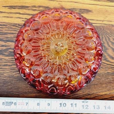 VINTAGE AMBERINA SMITH MOON GLASS ASH TRAY