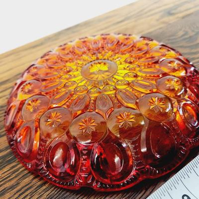 VINTAGE AMBERINA SMITH MOON GLASS ASH TRAY