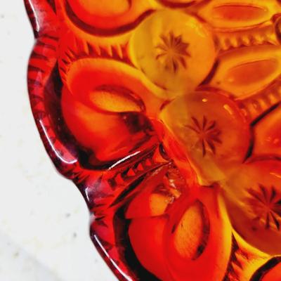 VINTAGE AMBERINA SMITH MOON GLASS ASH TRAY