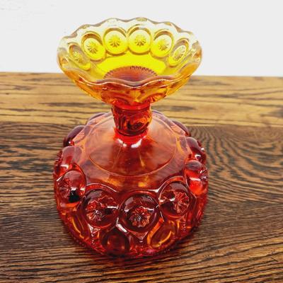 VINTAGE AMBERINA SMITH MOON GLASS CANDY DISH