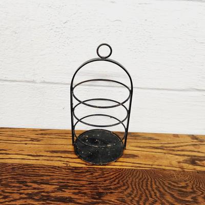 BLACK METAL CANDLE / WINE BOTTLE HANGING HOLDER