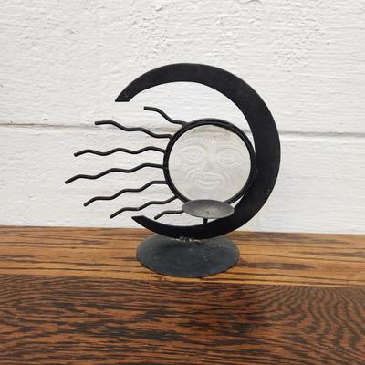 WROUGHT IRON SUN & MOON CANDLE DECOR