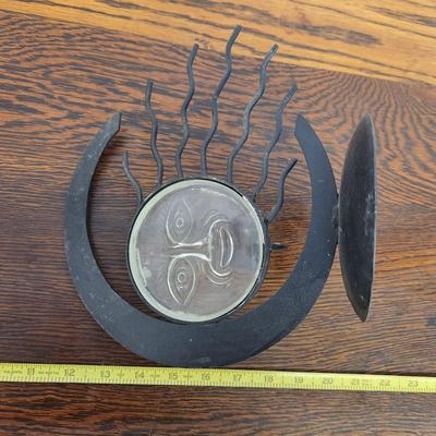 WROUGHT IRON SUN & MOON CANDLE DECOR