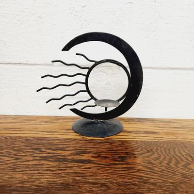 WROUGHT IRON SUN & MOON CANDLE DECOR