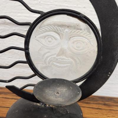 WROUGHT IRON SUN & MOON CANDLE DECOR