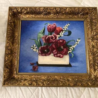 Original Oil painting of tulips by famous Tennessee artist Martha Hinson 1960