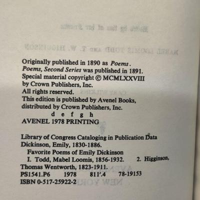 1978 FAVORITE POEMS OF EMILY DICKINSON
