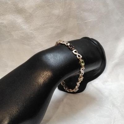 Vintage Ross Simon Diamond, Amethyst, Peridot, Citrine Gold Vermeil 7" Bracelet