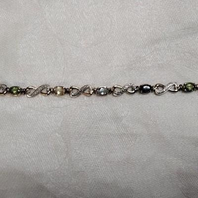 Vintage Ross Simon Diamond, Amethyst, Peridot, Citrine Gold Vermeil 7" Bracelet