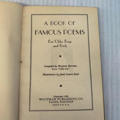 1931 A BOOK OF FAMOUS POEMS COMPILED BY MARJORIE BARROWS