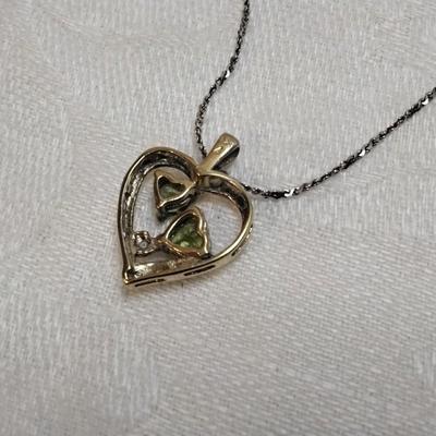 Vintage Peridot And Diamond 17" Gold Vermeil  Necklace
