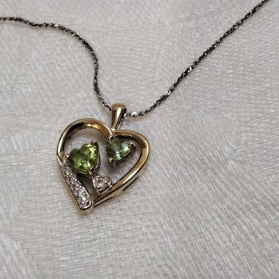 Vintage Peridot And Diamond 17" Gold Vermeil  Necklace