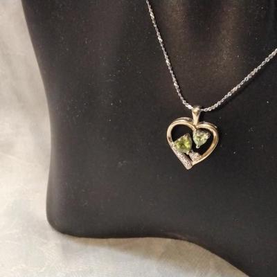 Vintage Peridot And Diamond 17" Gold Vermeil  Necklace