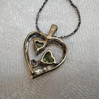 Vintage Peridot And Diamond 17" Gold Vermeil  Necklace