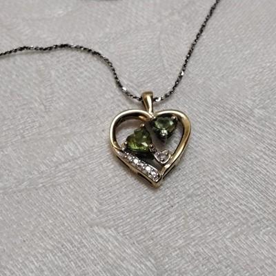 Vintage Peridot And Diamond 17" Gold Vermeil  Necklace