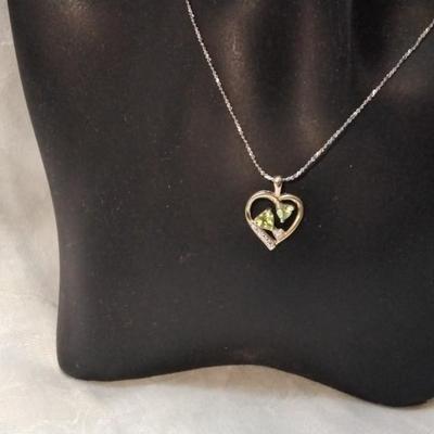 Vintage Peridot And Diamond 17" Gold Vermeil  Necklace