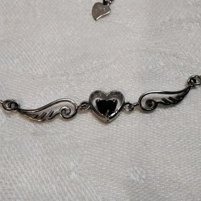 Unique Amethyst Heart With Wings 17" 925 Necklace