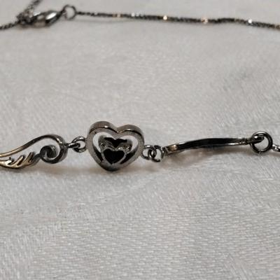 Unique Amethyst Heart With Wings 17" 925 Necklace