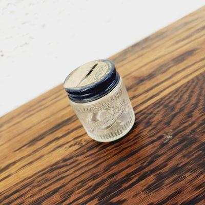 ANTIQUE BURMA SHAVE GLASS CONTAINER-BANK