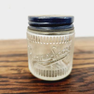 ANTIQUE BURMA SHAVE GLASS CONTAINER-BANK