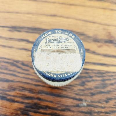 ANTIQUE BURMA SHAVE GLASS CONTAINER-BANK