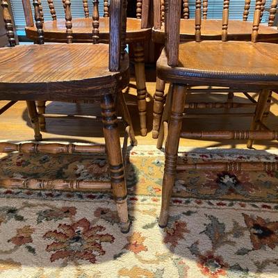 Lot of 4 antique oak chairs from the Hickman County, Tennessee courthouse