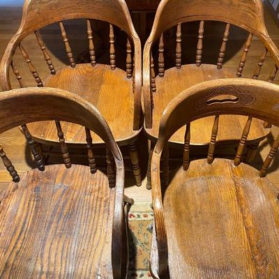 Lot of 4 antique oak chairs from the Hickman County, Tennessee courthouse