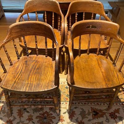 Lot of 4 antique oak chairs from the Hickman County, Tennessee courthouse