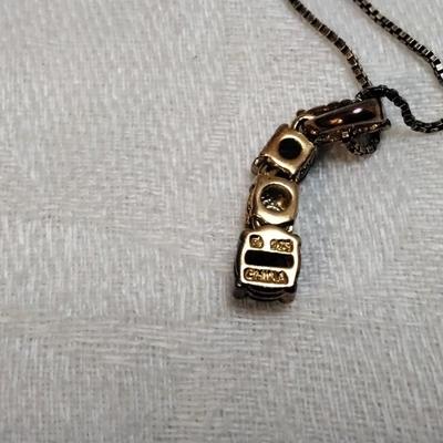 Vintage Ross Simons Diamond And Amethyst 18" Gold Vermeil Necklace