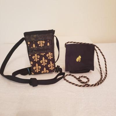 Lot of 2 handmade black & gold Saints bags
