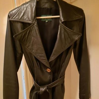 Danier Women's Black soft buttery leather jacket with belt