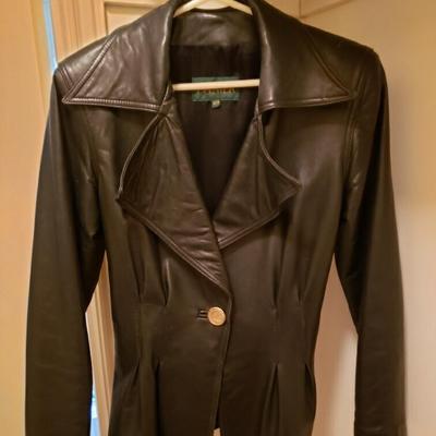 Danier Women's Black soft buttery leather jacket with belt