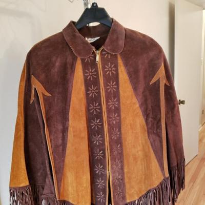 Vintage Leather/Suede Fringed Poncho