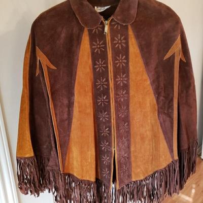 Vintage Leather/Suede Fringed Poncho