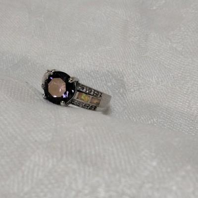 WOW! Amethyst, Opals and Diamonds 925 Ring Size 8