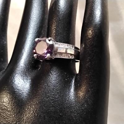 WOW! Amethyst, Opals and Diamonds 925 Ring Size 8
