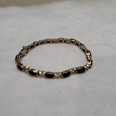 Gorgeous Vintage Sapphire And Diamond Gold Vermeil 7" Bracelet