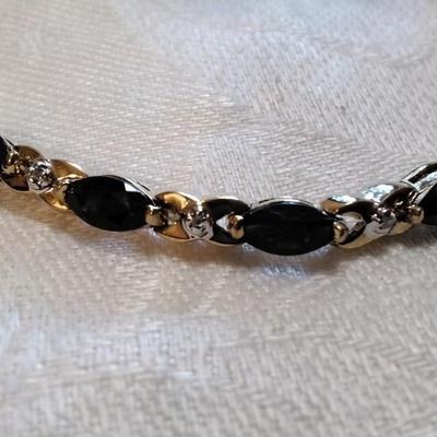 Gorgeous Vintage Sapphire And Diamond Gold Vermeil 7" Bracelet
