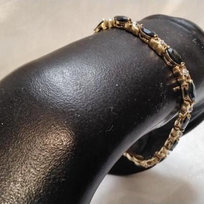 Gorgeous Vintage Sapphire And Diamond Gold Vermeil 7" Bracelet