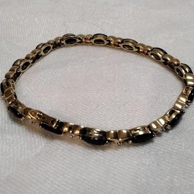 Gorgeous Vintage Sapphire And Diamond Gold Vermeil 7" Bracelet