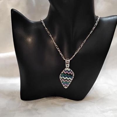 Signed Zuni Indian (Lavender Turquoise, Malachite, Green Turquoise, Lapis Lazuli and Onyx) 24" 925 Necklace