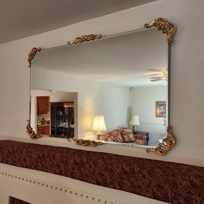 Large Ornate Wall Beveled Mirror  53x33 with trim
